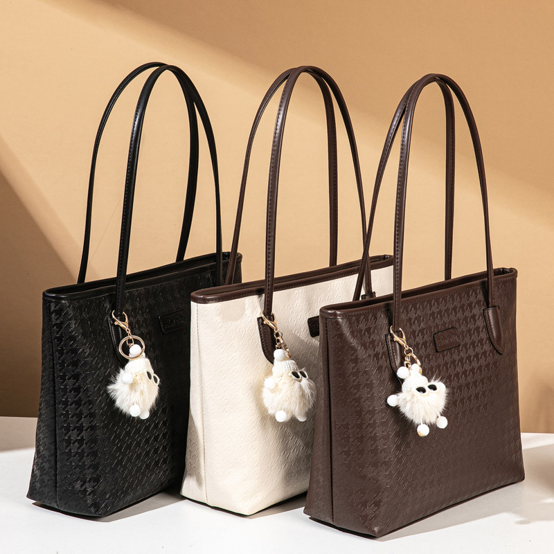 千鸟纹女包2025新款学生单肩包高质感休闲通勤包大容量百搭手提包,箱包皮具/热销女包/男包,托特包,淘宝优惠券,粉丝福利购,淘宝优惠卷