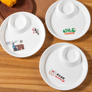 水饺专用盘 密胺仿瓷餐具商用饺子盘QW摔不烂带醋碟蘸料碟创意新款