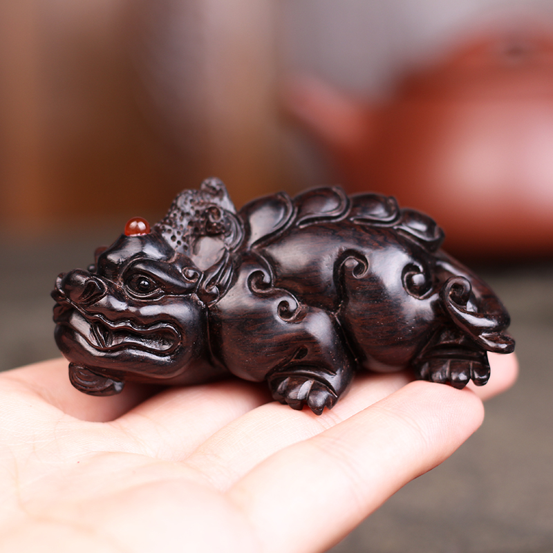 木之言印度小叶紫檀紫光檀木质貔貅手把件随身把玩件礼品居家摆件