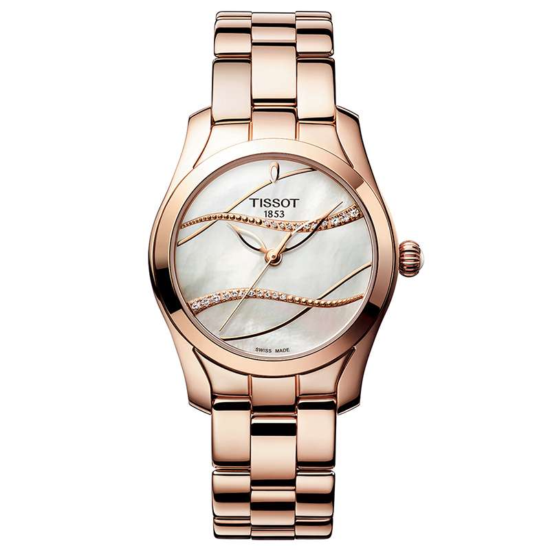 中古未使用天梭海浪系列女表石英瑞士贝母盘女生手表送礼物精钢