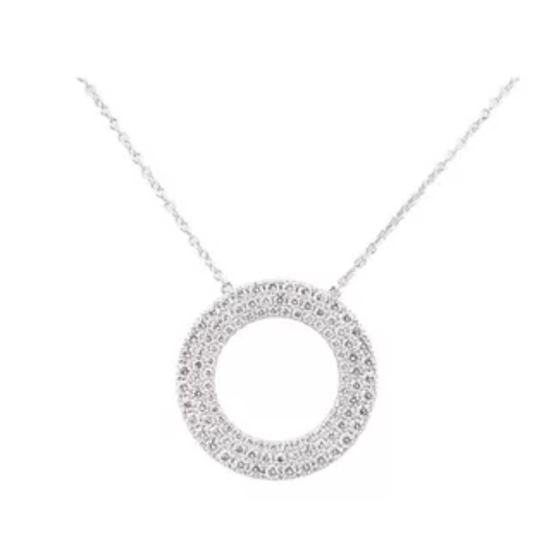 中古95新TIFFANY(蒂芙尼)满钻圆环项链750白金42cm笑脸