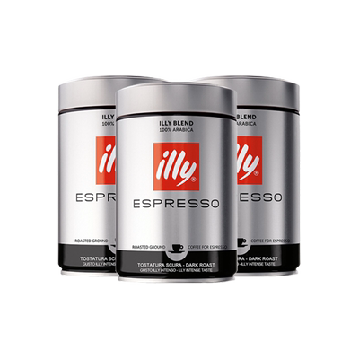 意利illy意式深度烘焙进口咖啡粉250g/罐*3