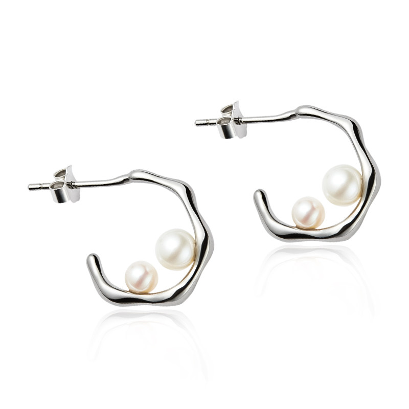 自营淡水珍珠耳钉女纯银Idokawa