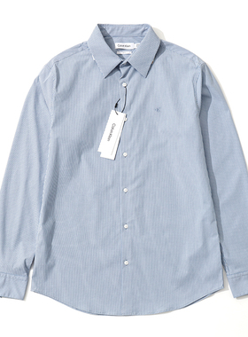 【自营】Calvin Klein/凯文克莱条纹男士商务正装衬衫休闲长袖新