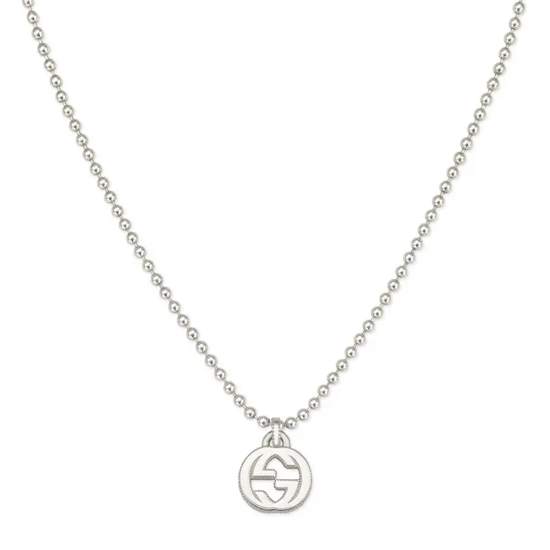 中古99新未使用Gucci/古驰Interlocking系列G形吊坠项链纯银银饰