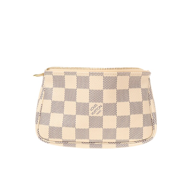 中古lv/路易威登99新白色棋盘格帆布女士手提小款麻将包