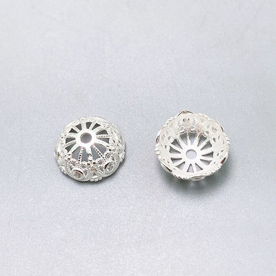 S925镶钻花托银素银白金金色隔片空托手链diy材料手工纯银饰配件