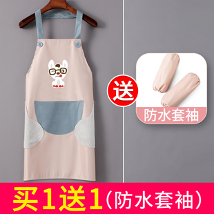做饭围腰工作服2021新款 家用厨房防水防油可爱日系韩版 围裙女时尚