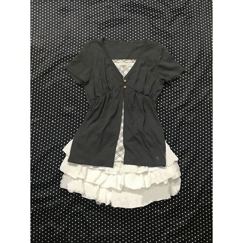 夏季vintage古着设计感小众短袖