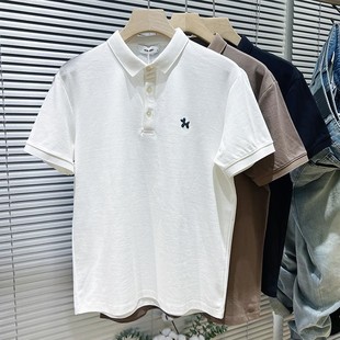 新款 男士 2025夏季 简约刺绣珠地棉POLO衫 T恤休闲上衣 修身 翻领短袖