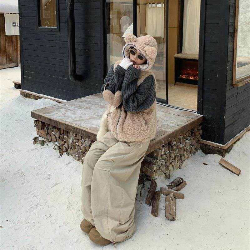 195大喜 熊耳朵连帽马甲棉服外套女冬季叠穿宽松百搭羊羔毛棉衣潮,个性定制/设计服务/DIY,工作服定制,淘宝优惠券,粉丝福利购,淘宝优惠卷