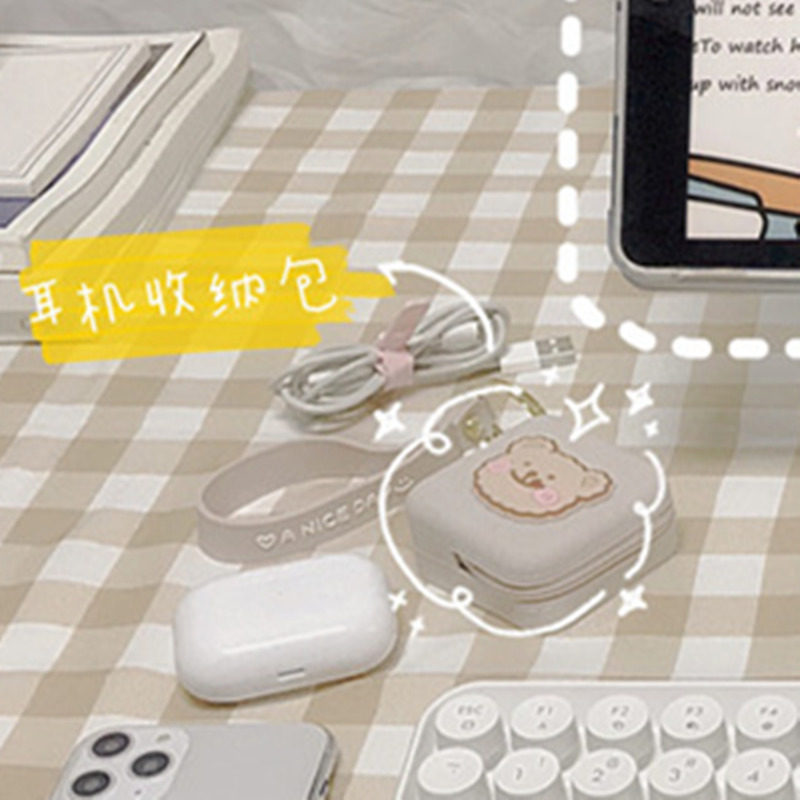 适用于苹果华为小米索尼三星通用蓝牙耳机包卡通收纳包硅胶保护套