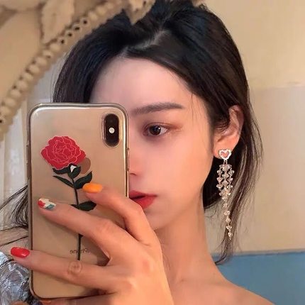 玫瑰花手机壳oppor17小清新reno7手新款适用于iphone16promax透明壳全包小众苹果13promax保护壳青春日韩圣诞
