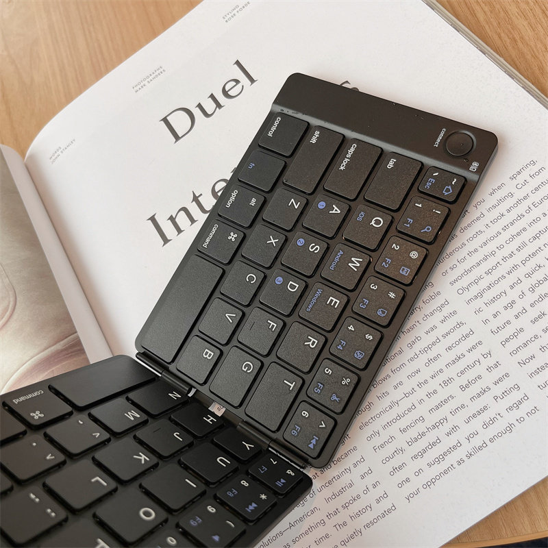 折叠便携迷你蓝牙贴皮键盘超薄时尚无线双折叠蓝牙通用适用于苹果鸿蒙平板安卓手机笔记本外设ipad静音商务