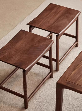 进口FAS级橡胶木凳子元宝凳化妆凳换鞋凳家用板凳餐凳茶几马鞍凳