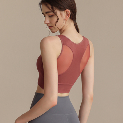 美背网纱拼接瑜伽背心运动内衣