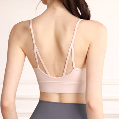 吊带背心速干瑜伽服美背运动内衣春夏女细肩带固定一体杯文胸外穿