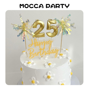 ins生日数字蜡烛高级香槟金色立体造型生日蜡烛蛋糕用数字2数字18