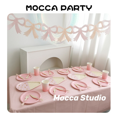 网红糖果色一次性餐盘纸盘