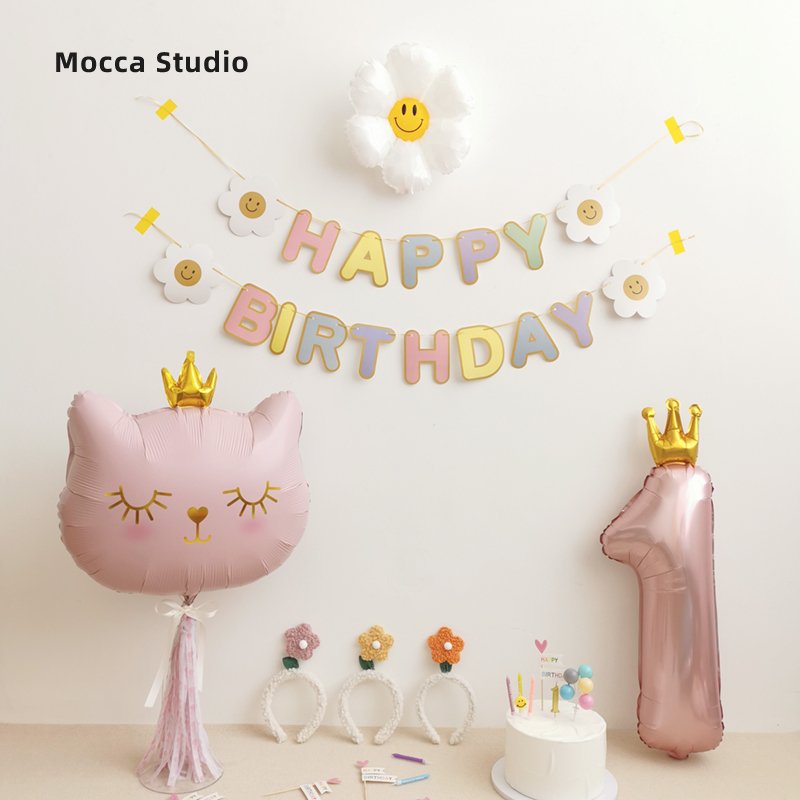 ins清新马卡龙宝宝周岁生日布置