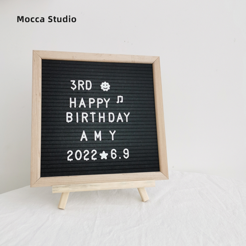 ins生日派对实木毛毡拍摄留言板