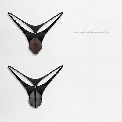 原创深V拼色镂空半透明中低腰丁字裤情运动色设计师款25新款男士