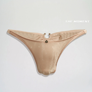 男士 舒适25新款 情色设计师款 原创****后鼻环淡肉粉色中低腰三角裤