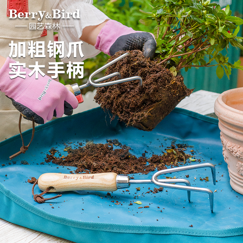 Berry&Bird园艺森林不锈钢三爪家用种花工具盆栽花园松土耙子小型-封面