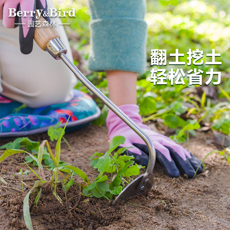 Berry&Bird园艺森林种花工具锄头小型种菜挖地松土除草耙子不锈钢