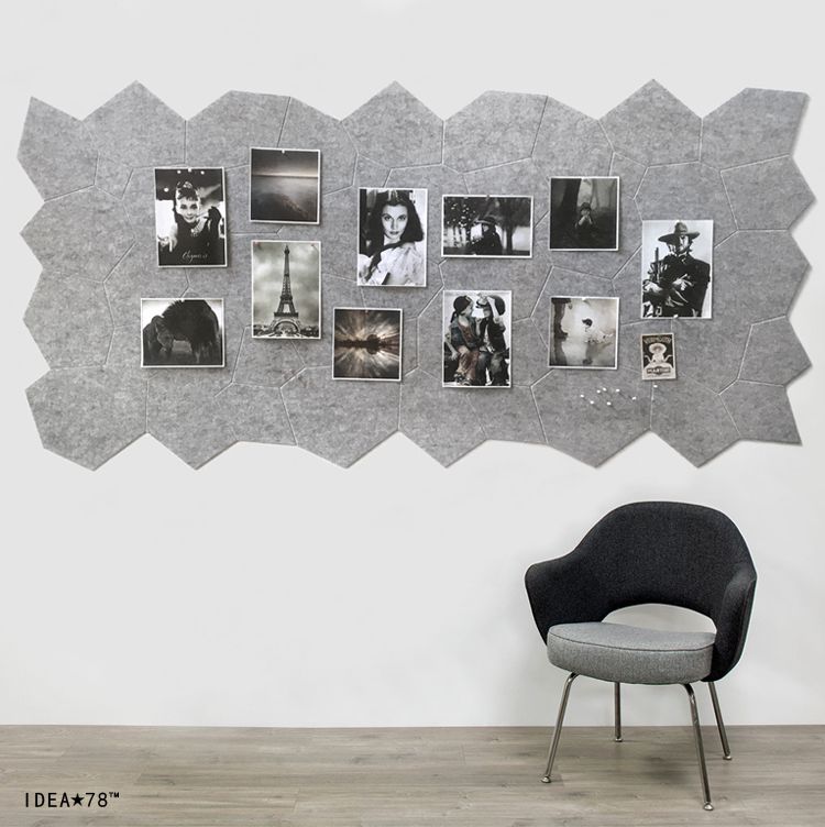 定制乱石组合毛毡留言板创意照片墙北欧背景墙办公室展示板公告栏