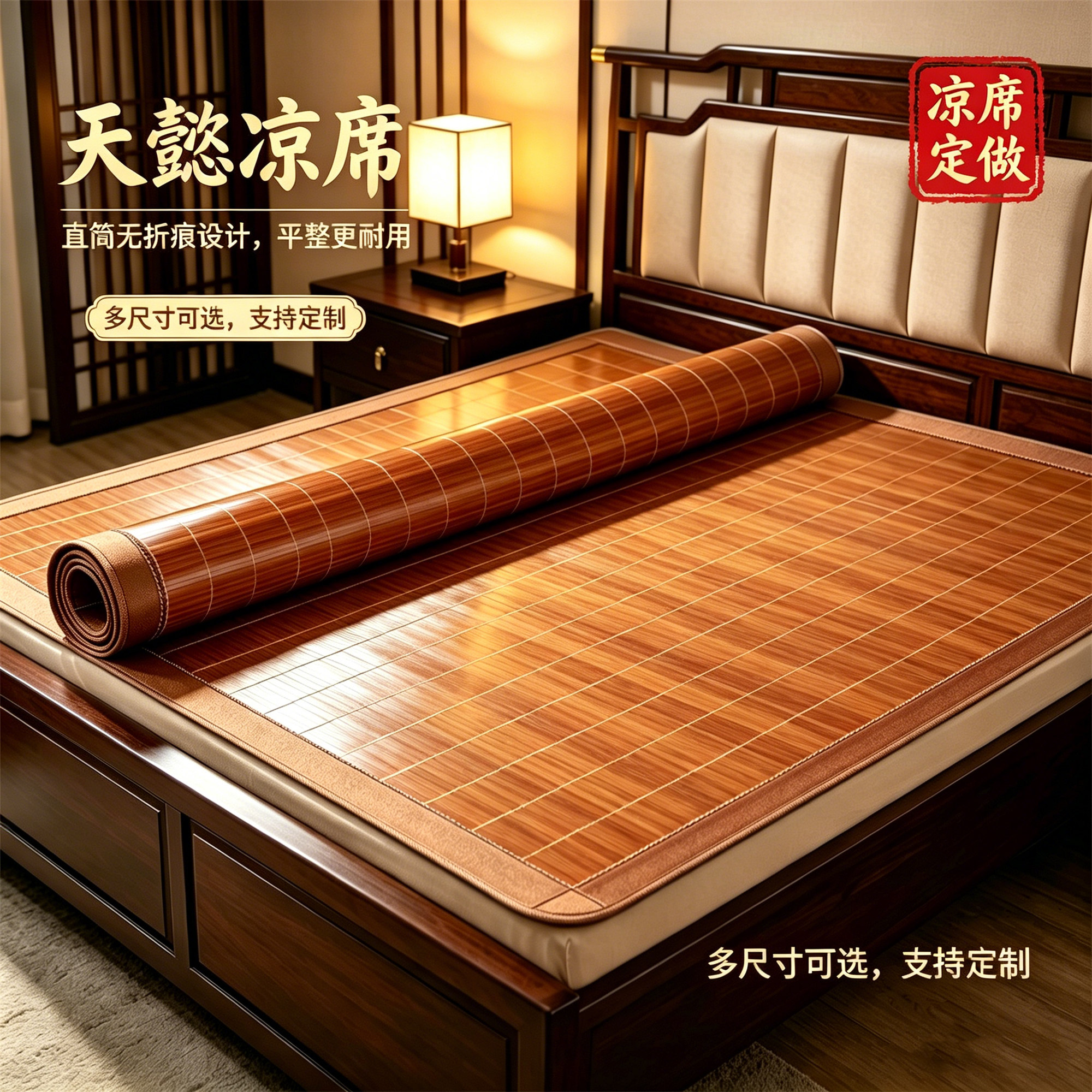 天懿凉席1.8两用1.6夏季1.35竹席子1.4双面1.5家用1.2定制2米定做