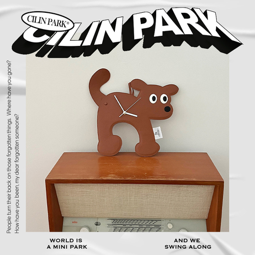 CILINPARK原创PU钟小狗可爱小众礼物个性挂钟时钟皮具时钟装饰品