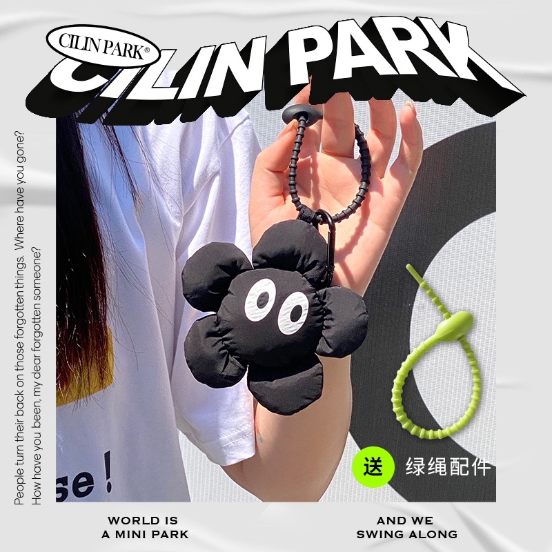 挂饰钥匙扣黑色花朵小众礼物可爱