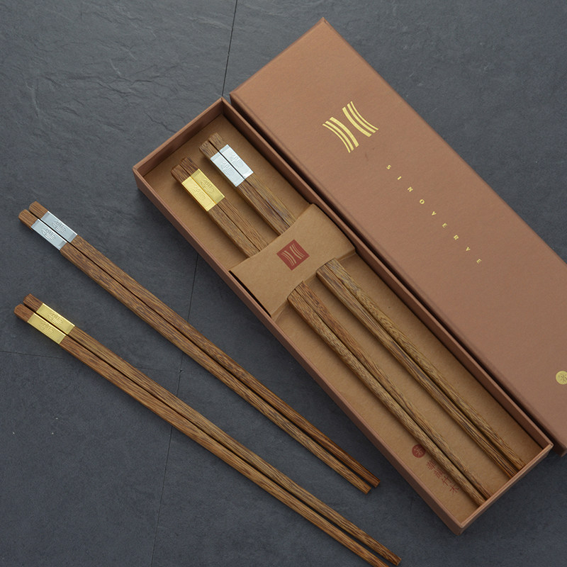 精美礼盒筷子金福银福2双装家庭装家用商用快子中式日式餐具