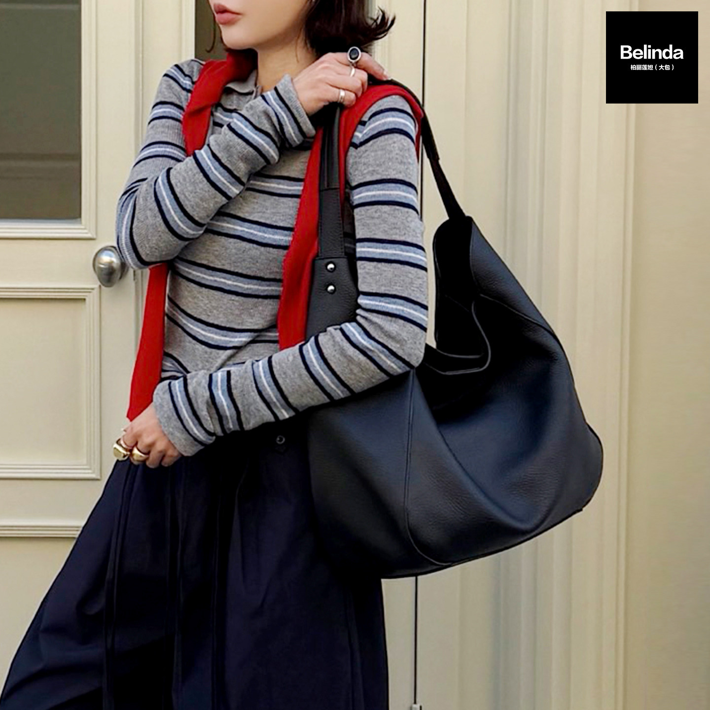 新款真皮软麂皮慵懒风大容量托特包手提单肩腋下复古休闲通勤女包