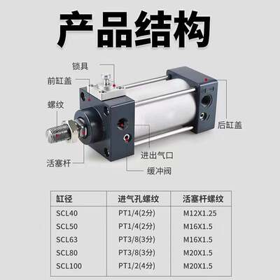 带锁气缸SCL/SCLF2/40/50/63/803/100/125/160/2B00X25X100