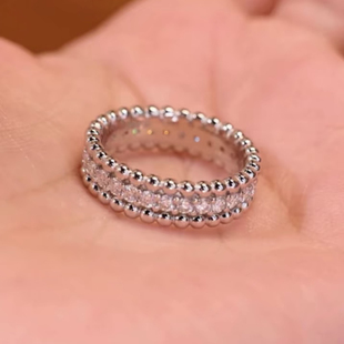 莫桑钻满天星戒指女s925纯银珠边满指万花筒指环热销饰品