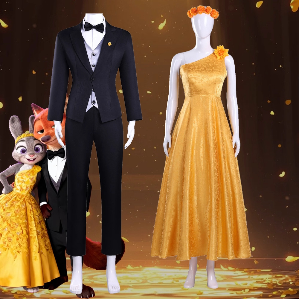 疯狂动物城朱迪cos服黄色礼服