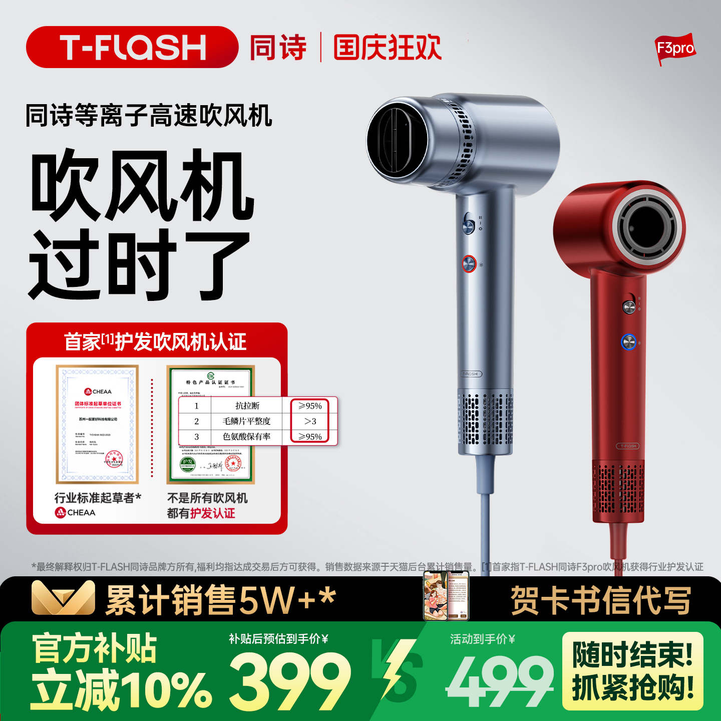 同诗高速吹风机家用等离子护发F3