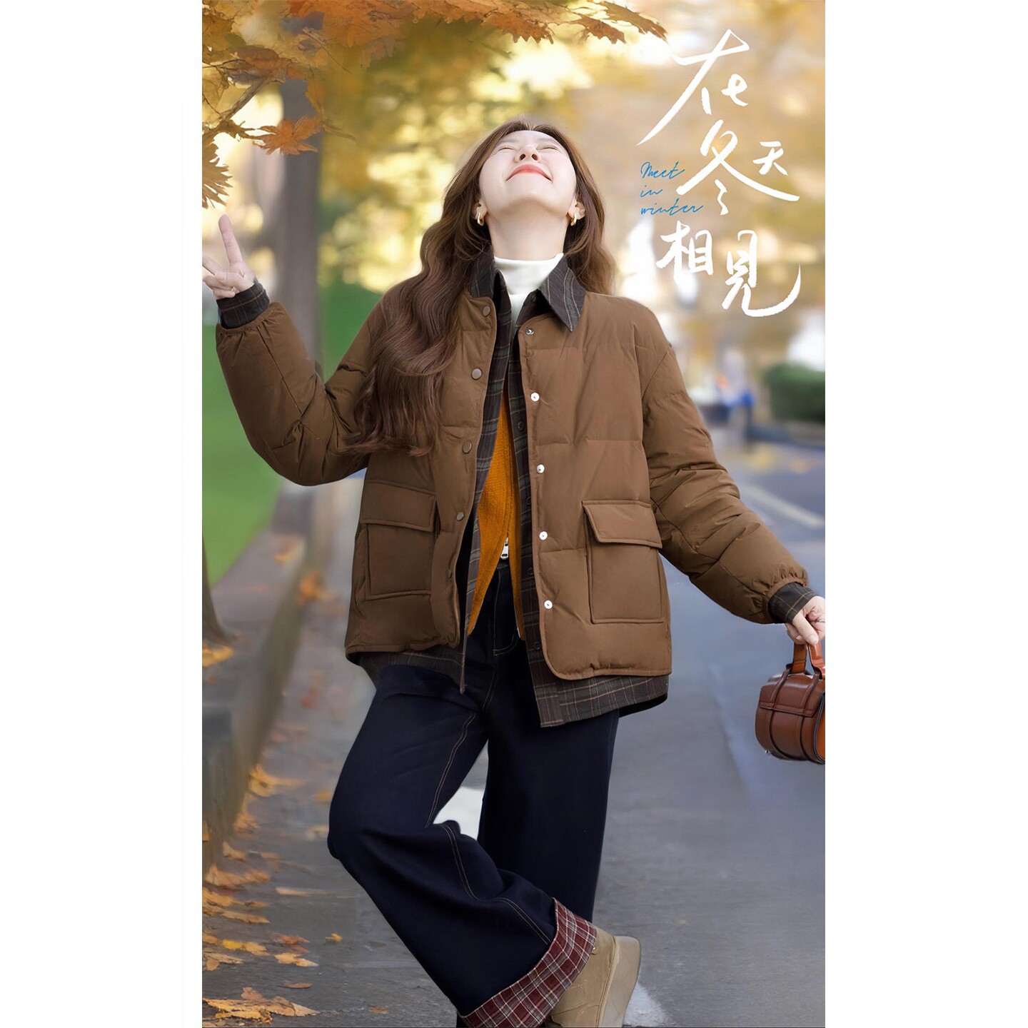 声雨竹假两件拼接羽绒棉服外套女冬季大码胖mm韩系减龄高级好看保