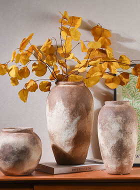 陶瓷花瓶复古风侘寂风插花花器样板房家居饰品摆件感装饰摆设