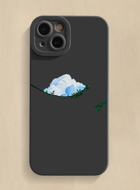 云挂柳梢头iPhone14手机壳苹果13Promax套12新款11全包镜头x艺术小众xr国潮xs中国风8plus防摔7p硅胶se2适用