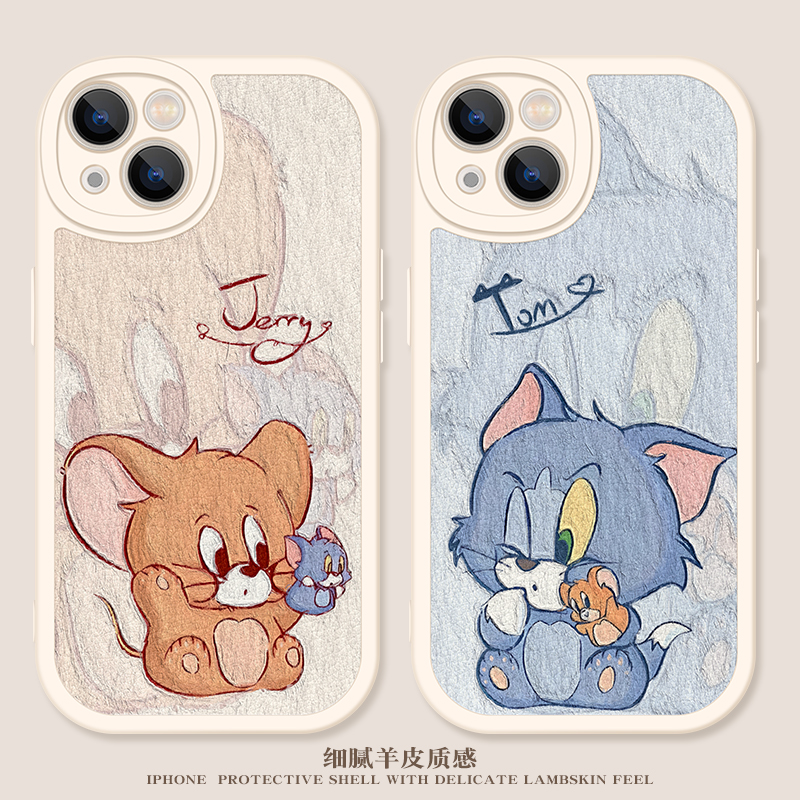 可爱情侣适用iPhone15Promax手机壳苹果14卡通13萌12趣味11女xsmax新款mini小羊皮7/8plus软壳6s全包se3防摔
