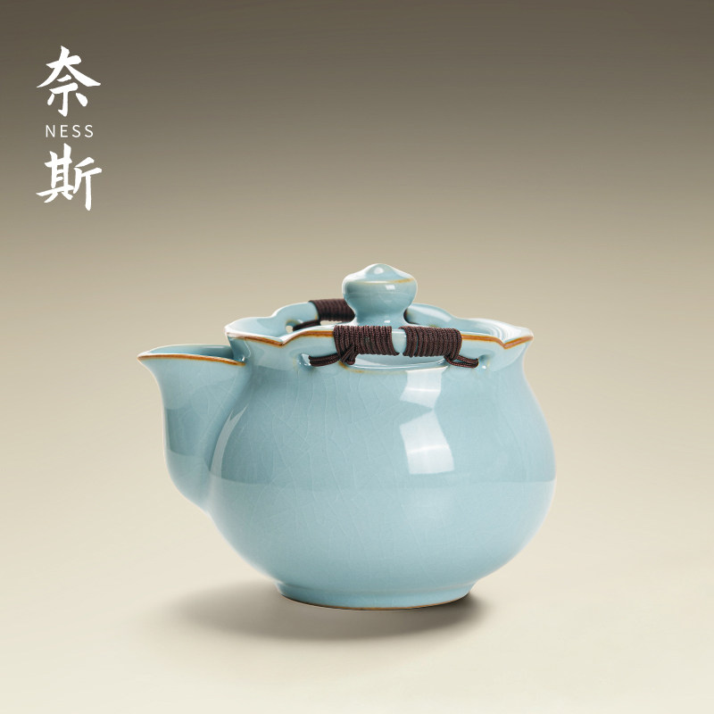天青汝窑手抓壶盖碗茶杯套装高档大号防烫家用泡茶碗带盖功夫茶具