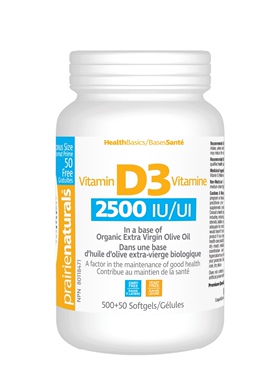 现货加拿大 Prairie Naturals  维生素D3 2500IU 软胶囊 骨骼健康