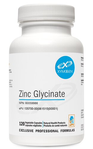 加拿大直邮XYMOGEN赛默金Zinc Glycinate 活力锌儿童好吸收120粒