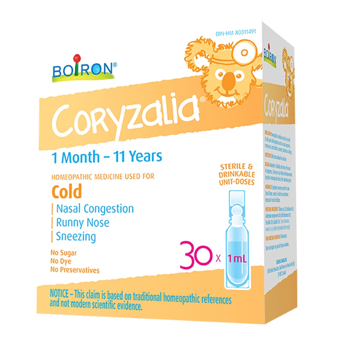 加拿大 天然顺势 Boiron Coryzalia 婴幼儿喷嚏 流涕 30剂