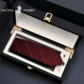 色顿保罗红色领带男结婚新郎婚礼手打高端正装 商务男士 免打赖人