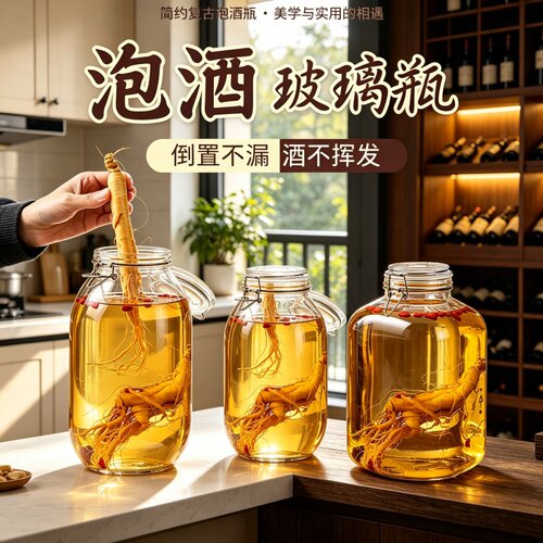 泡酒玻璃瓶加厚密封坛泡药酒容器