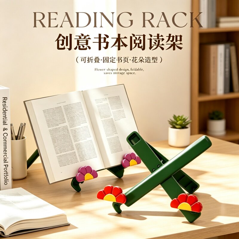花朵儿童可折叠伸缩阅读架图片